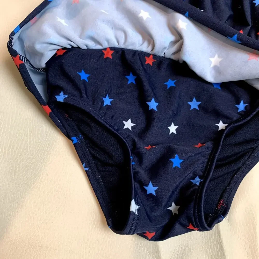 Baby Gap Blue Ruffle Star Print Peplum Swimsuit 4th July Baby Girl 12-18 Months